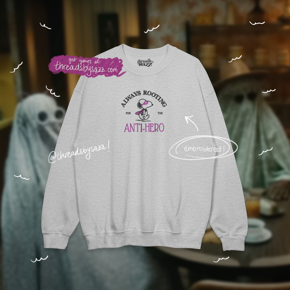 ⟡ anti-hero · embroidered crewneck