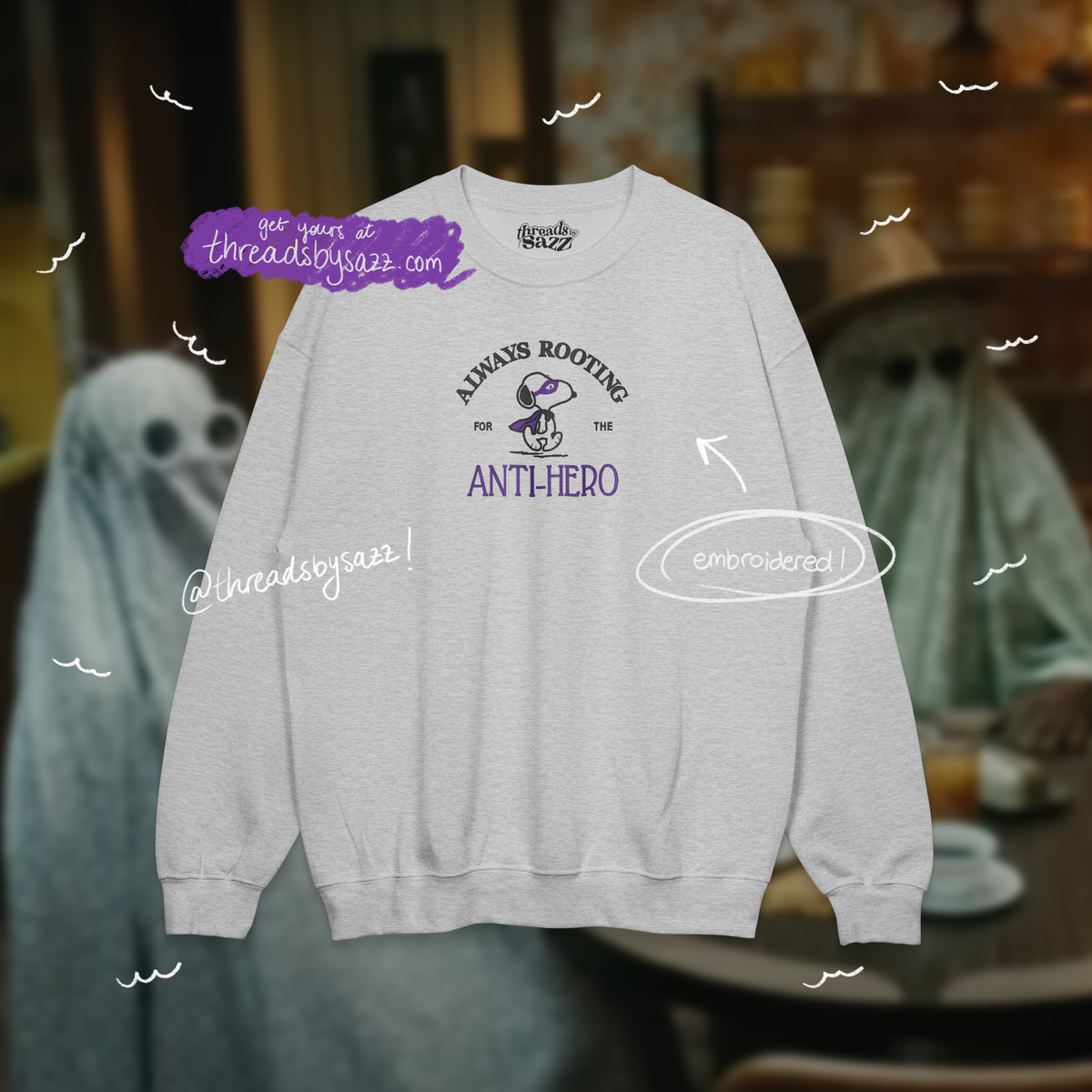 ⟡ anti-hero · embroidered crewneck
