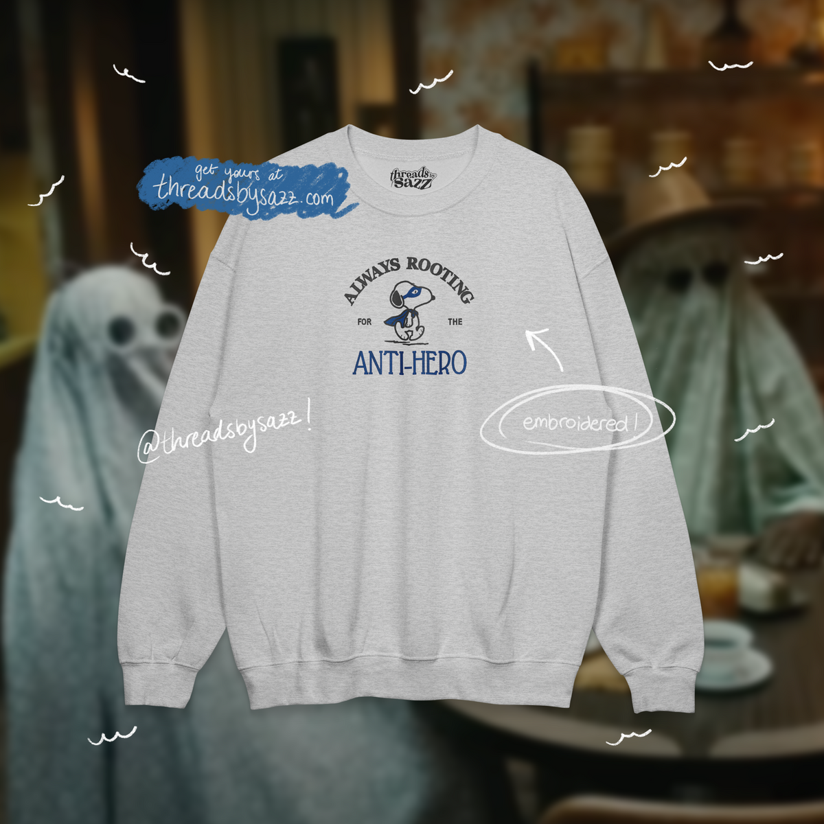 ⟡ anti-hero · embroidered crewneck