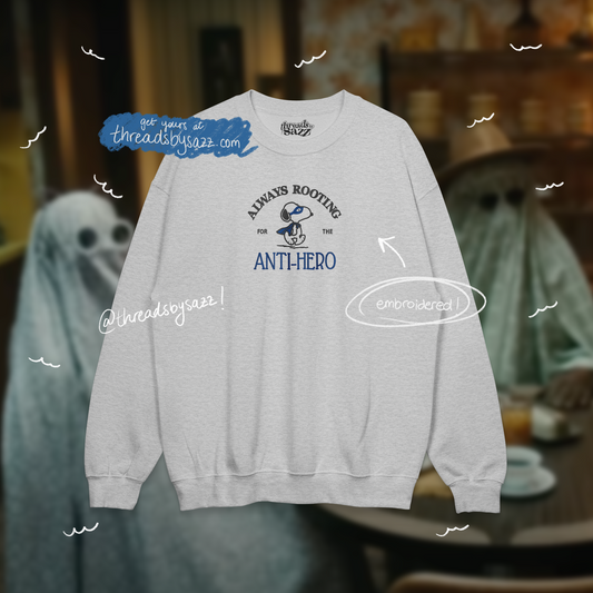 anti-hero · embroidered crewneck