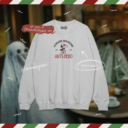 anti-hero · embroidered crewneck